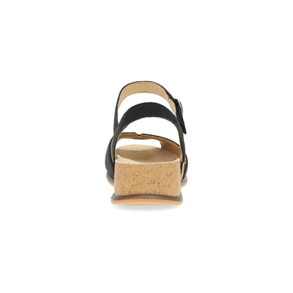 Dansko Cass - Women's Contoured Footbed Sandal - Black Milled Nubuck Heel View