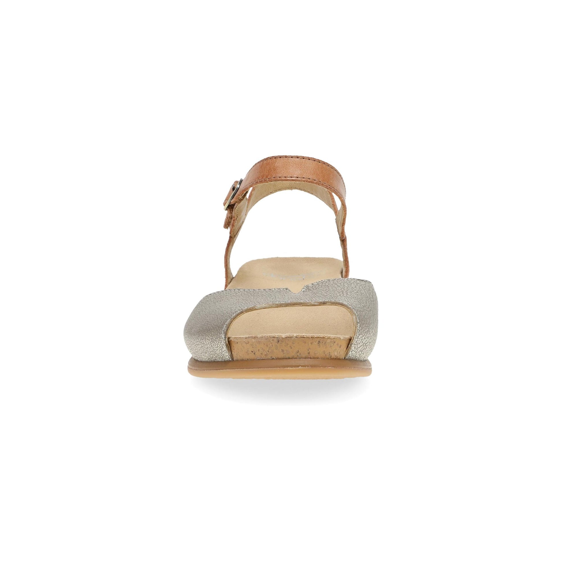 Dansko Cass - Women's Contoured Footbed Sandal - Platino/Tan Leather Front View
