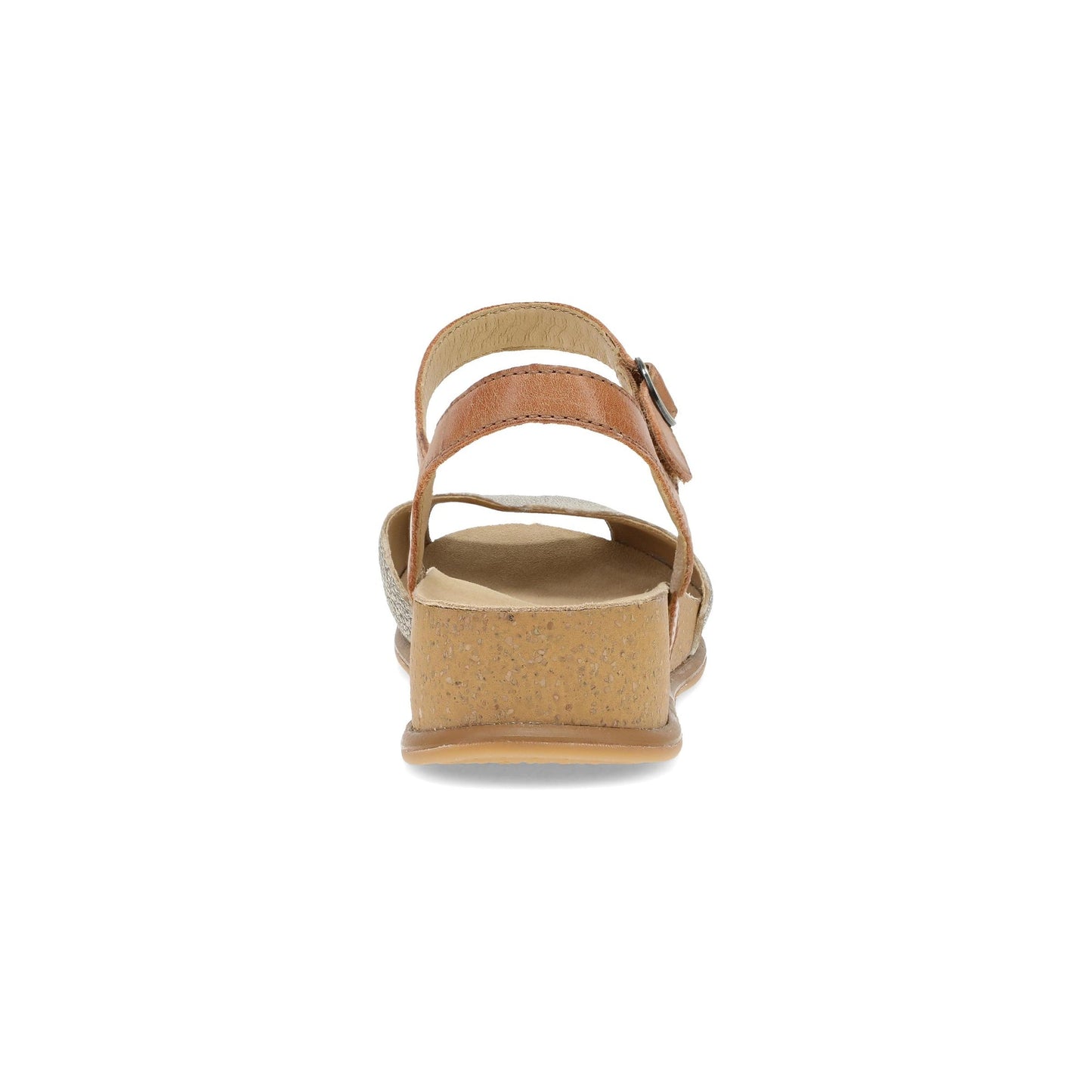 Dansko Cass - Women's Contoured Footbed Sandal - Platino/Tan Leather Heel View