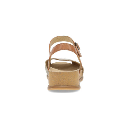 Dansko Cass - Women's Contoured Footbed Sandal - Platino/Tan Leather Heel View