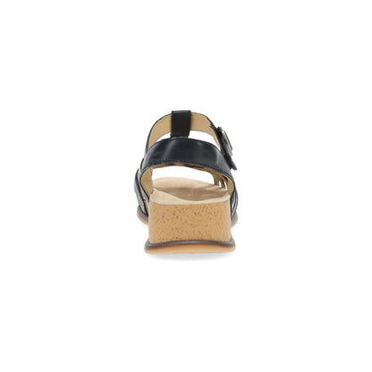 Dansko Christa - Women's Adjustable Ankle Strap Sandal - Black Heel View