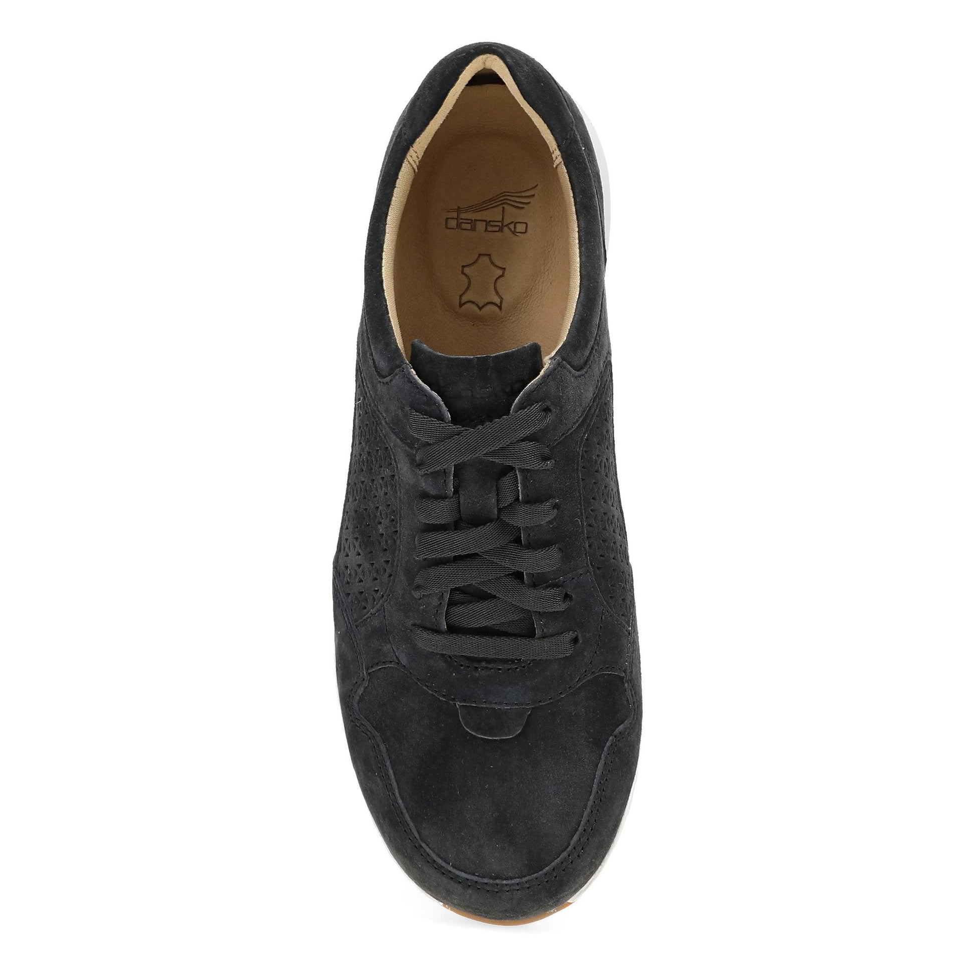 Dansko Catie - Women's Removable Footbed Sneaker - Black Suede Top View