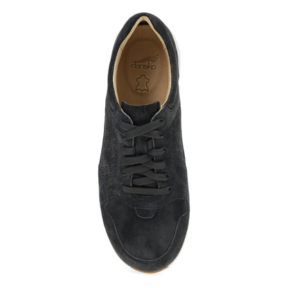Dansko Catie - Women's Removable Footbed Sneaker - Black Suede Top View