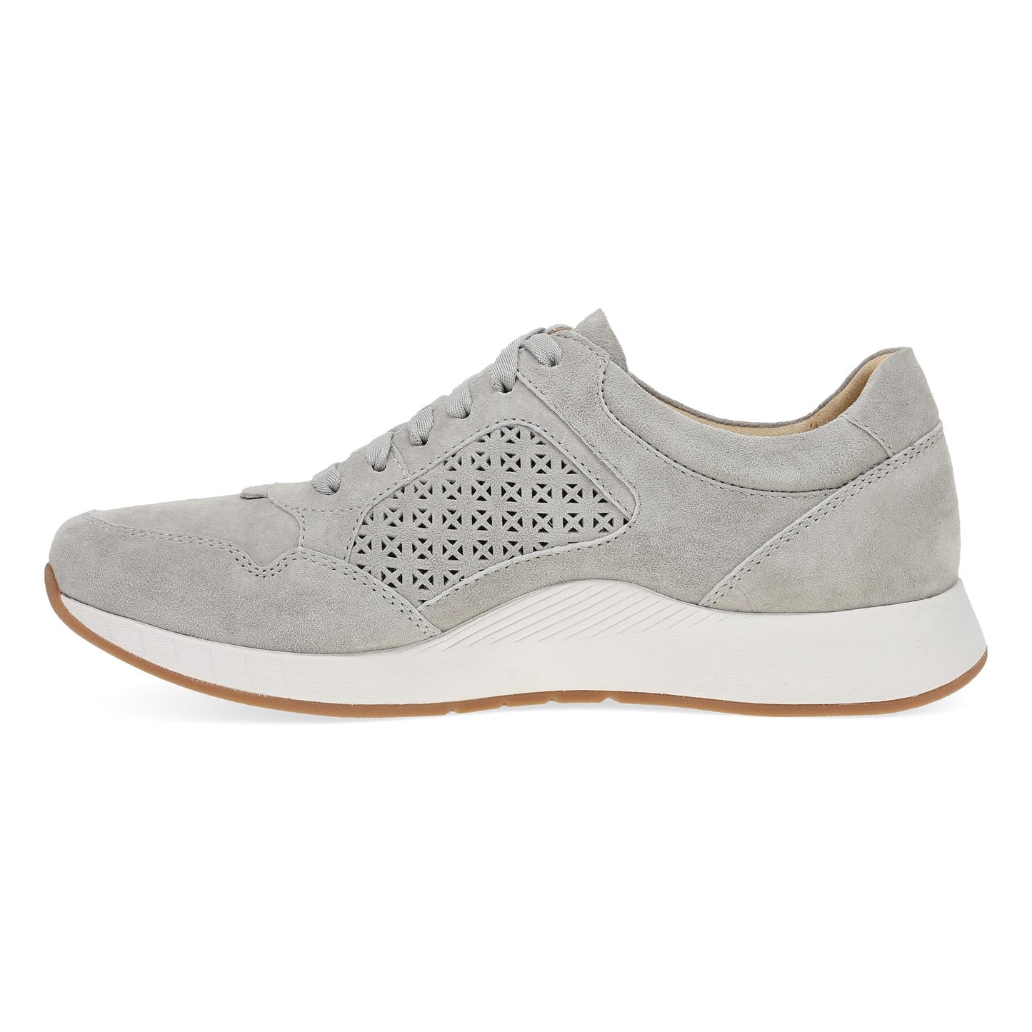 Dansko Catie - Women's Removable Footbed Sneaker - Grey Suede Side View