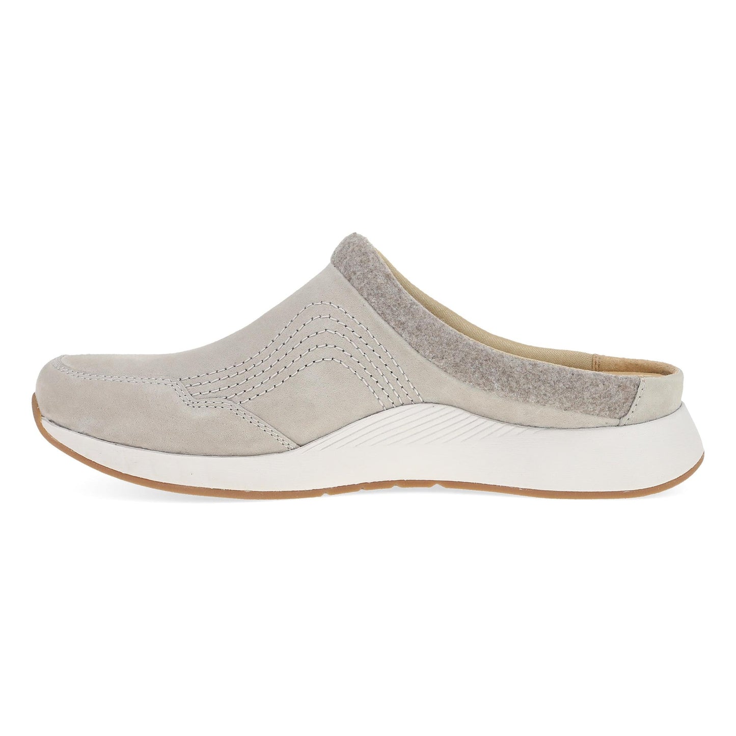 Dansko Claudia Clog - Women's Stain Resistant Clog - Stone Suede Side View