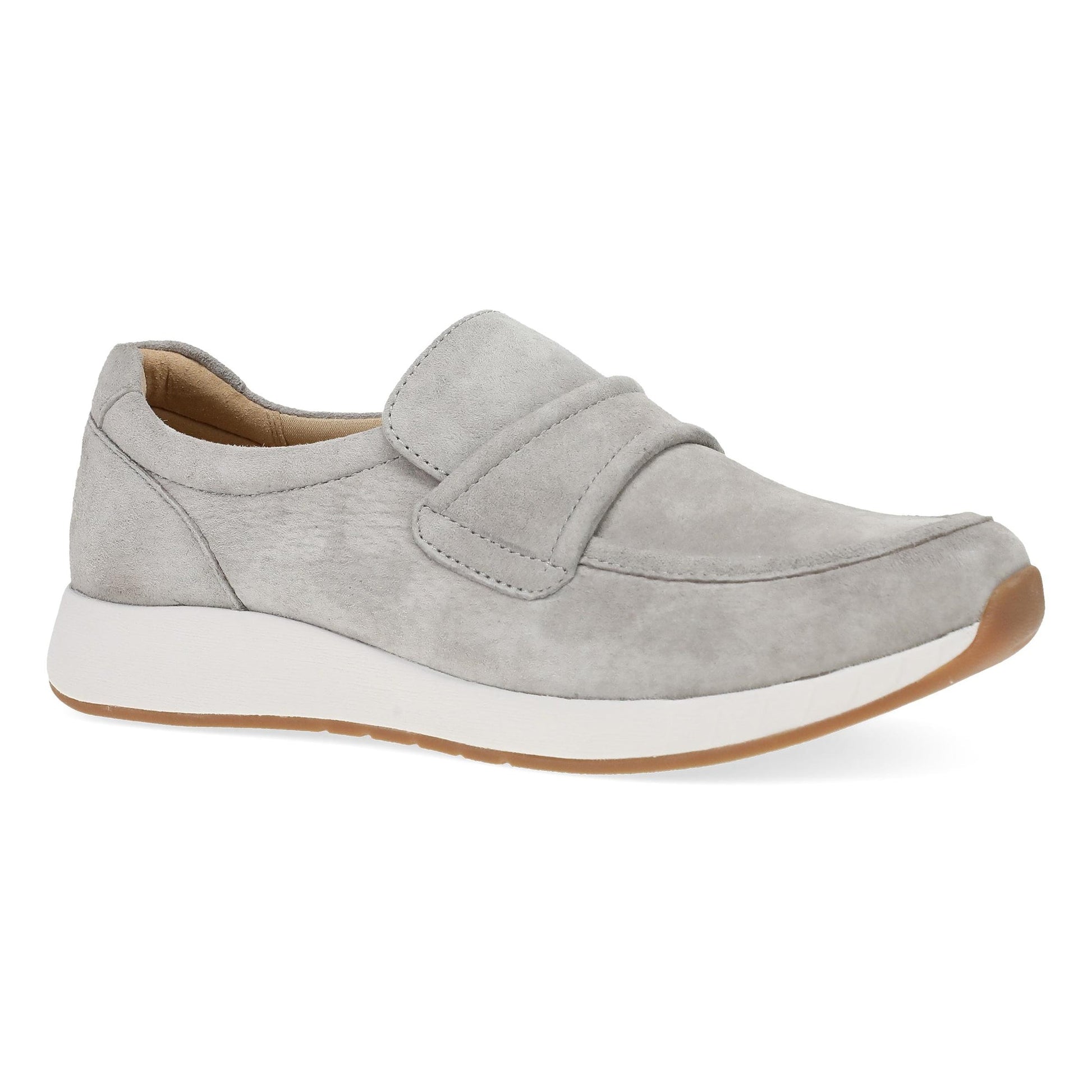 Dansko Clementine - Women's Removable Footbed Sneaker - Light Grey Nubuck Outside View