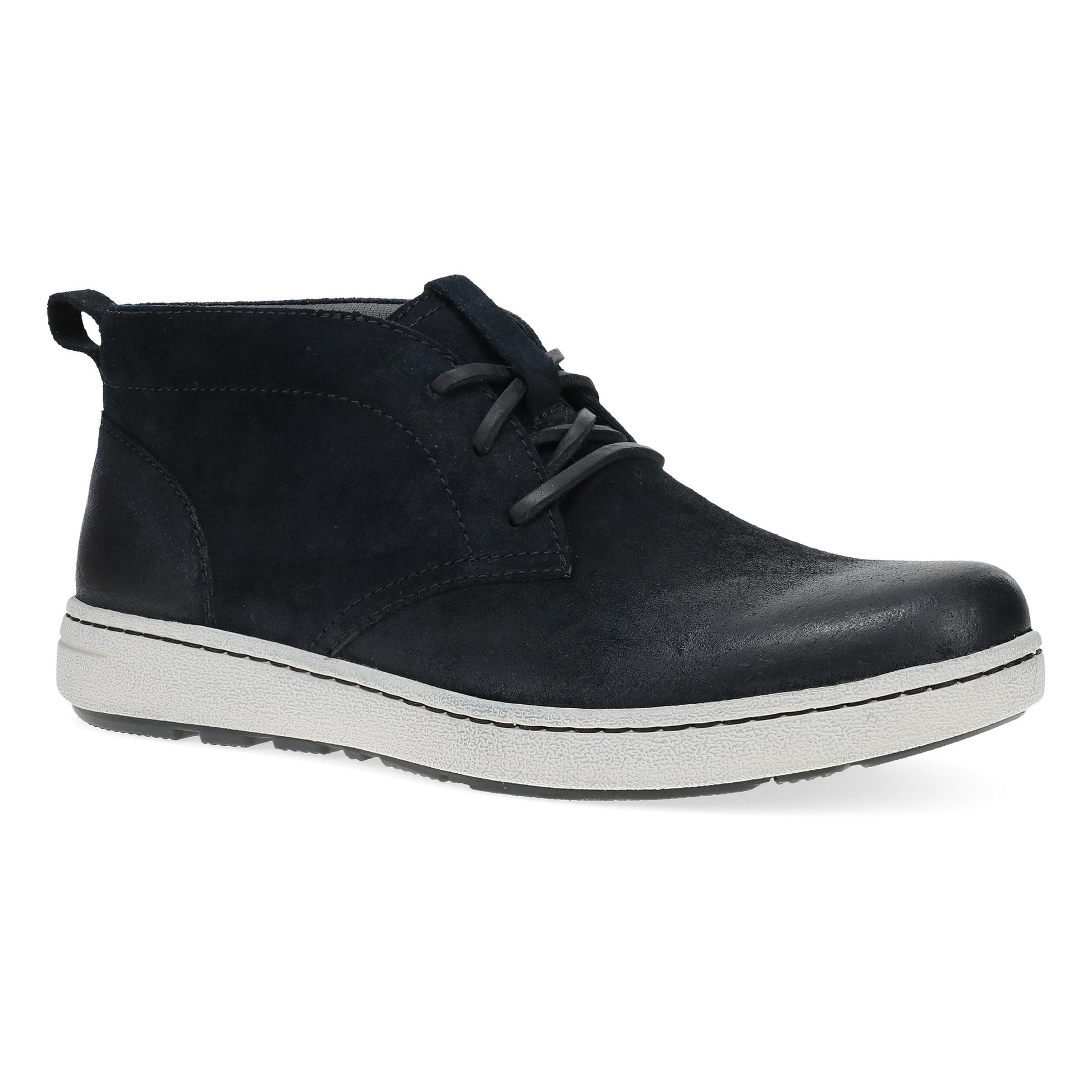 Dansko Tony - Men's Arch Support Sneaker - Black Burnished Suede Outside View