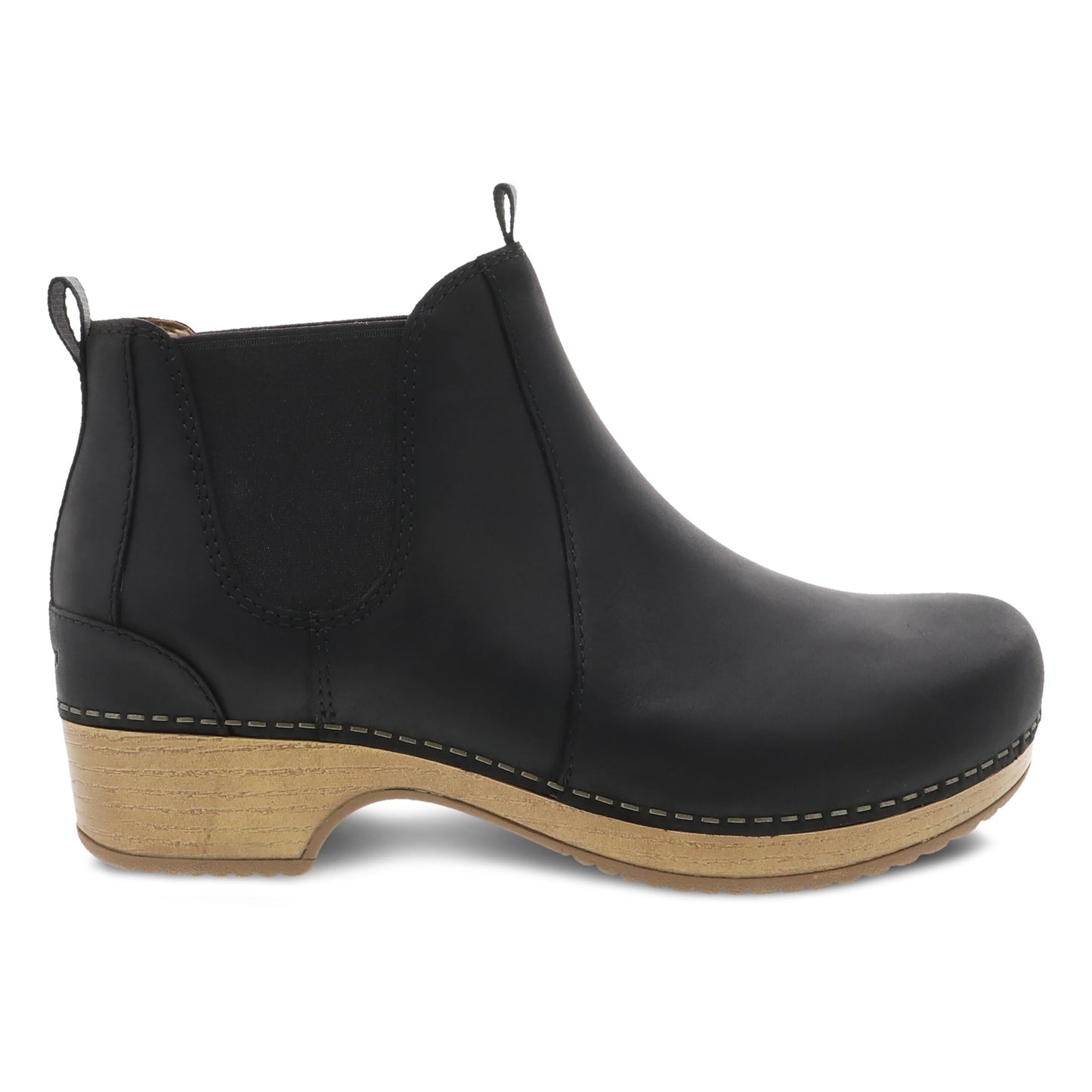 Dansko Becka - Women's Arch Support Boot - Black Oiled Pull Up Side View