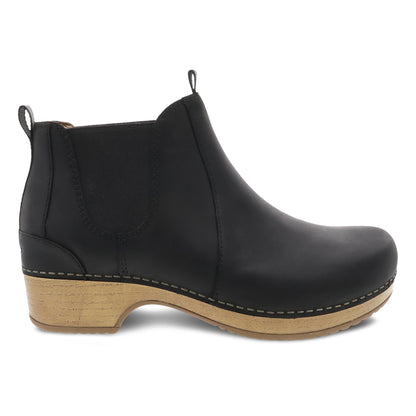 Dansko Becka - Women's Arch Support Boot - Black Oiled Pull Up Side View