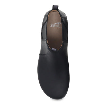 Dansko Becka - Women's Arch Support Boot - Black Oiled Pull Up Top View