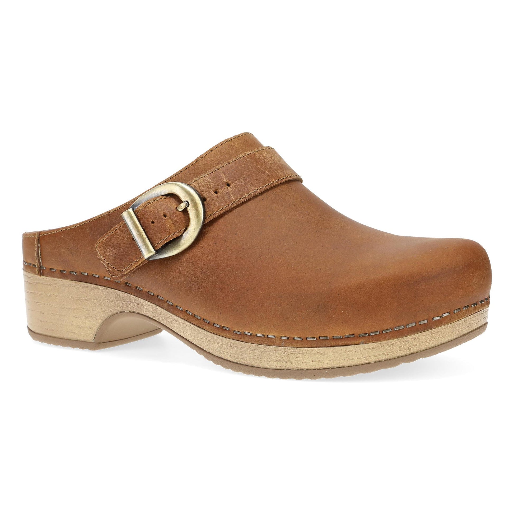 Dansko Baylor Clog - Women's Stapled Construction Clog - Tan Oiled Pull Up Outside View