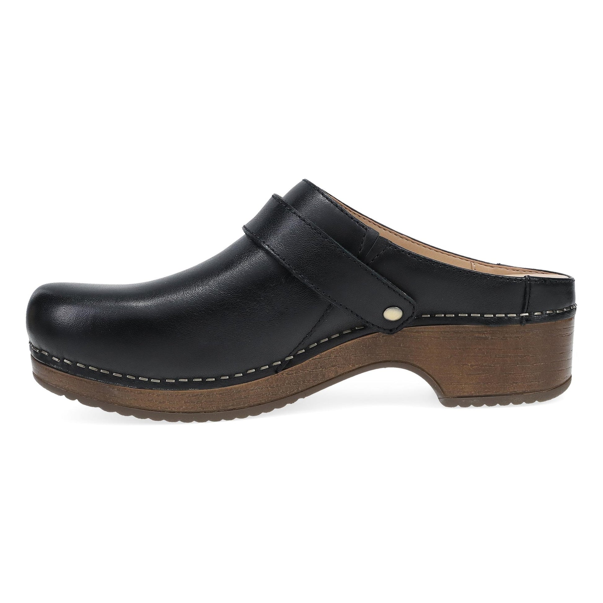 Dansko Baylor Clog - Women's Stapled Construction Clog - Black Calf Side View