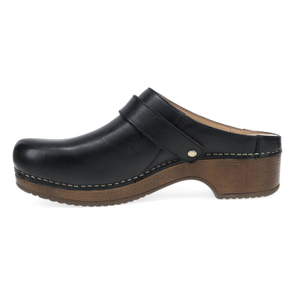 Dansko Baylor Clog - Women's Stapled Construction Clog - Black Calf Side View