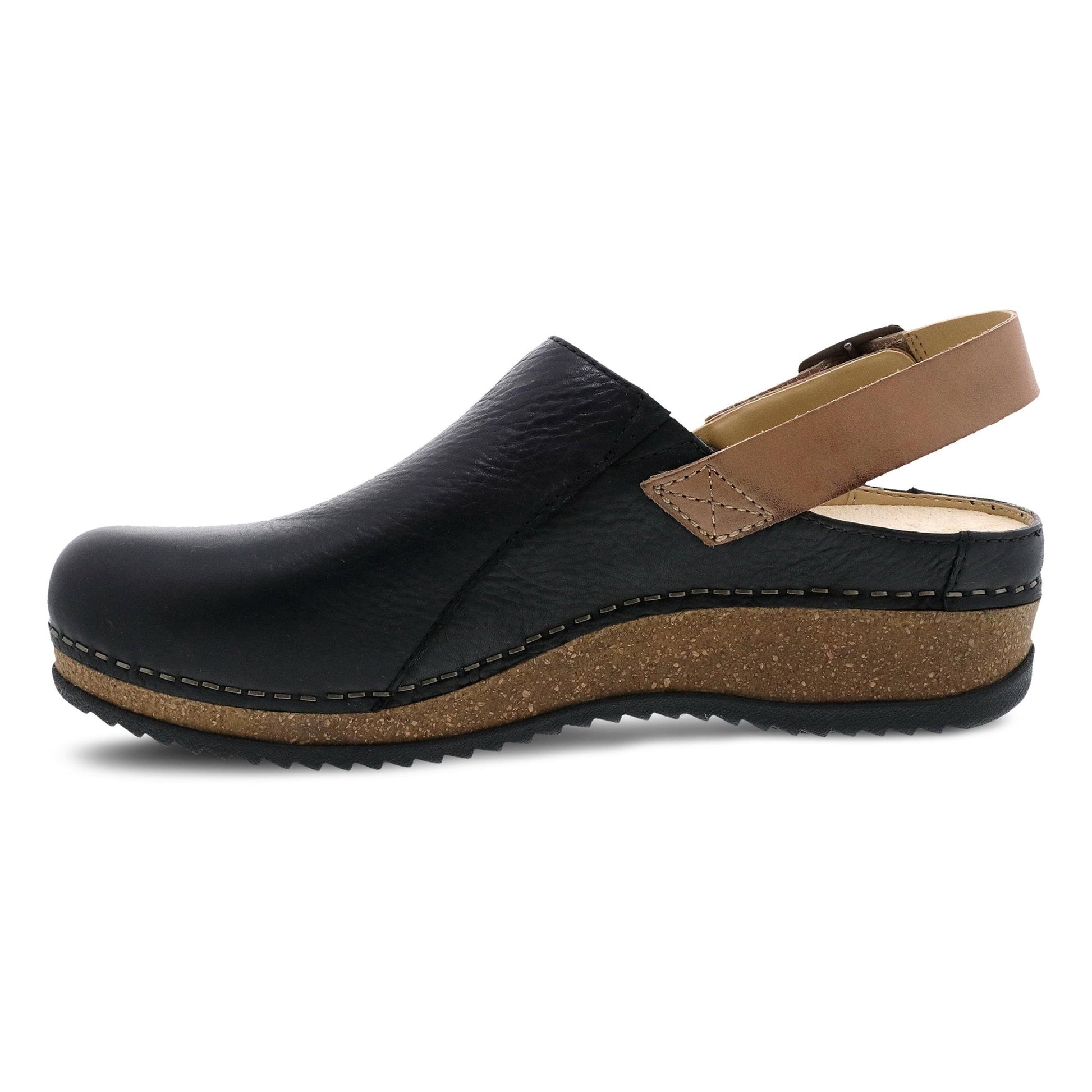 Dansko Merrin - Women's Arch Support Clog - Black Waxy Milled Side View