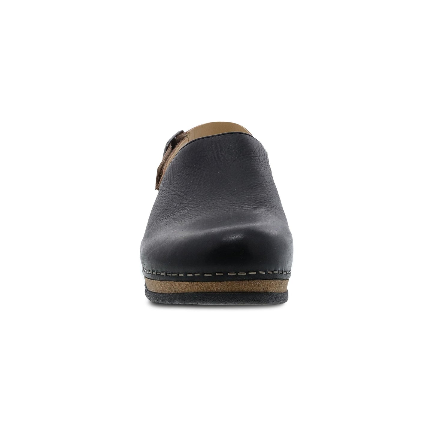 Dansko Merrin - Women's Arch Support Clog - Black Waxy Milled Front View