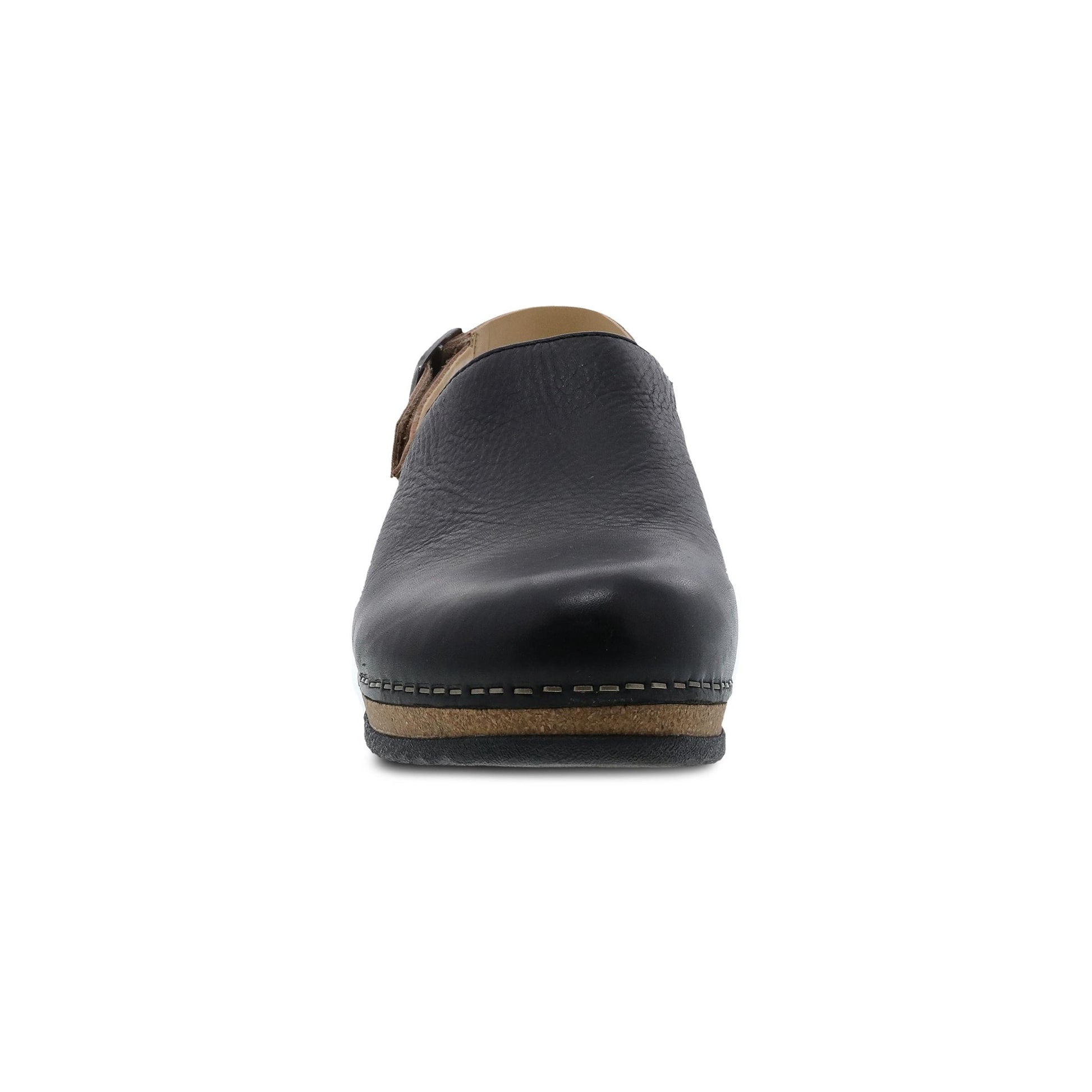 Dansko Merrin - Women's Arch Support Clog - Black Waxy Milled Front View
