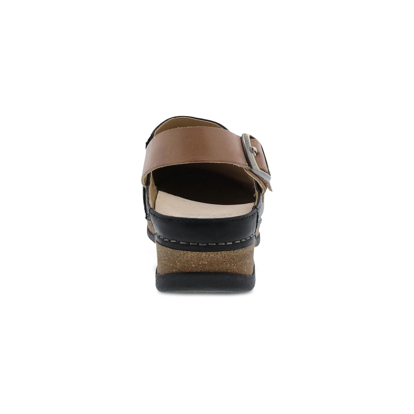 Dansko Merrin - Women's Arch Support Clog - Black Waxy Milled Heel View