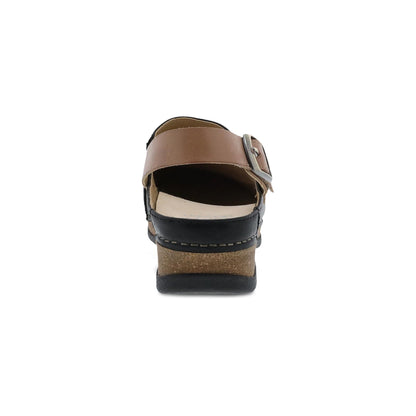 Dansko Merrin - Women's Arch Support Clog - Black Waxy Milled Heel View