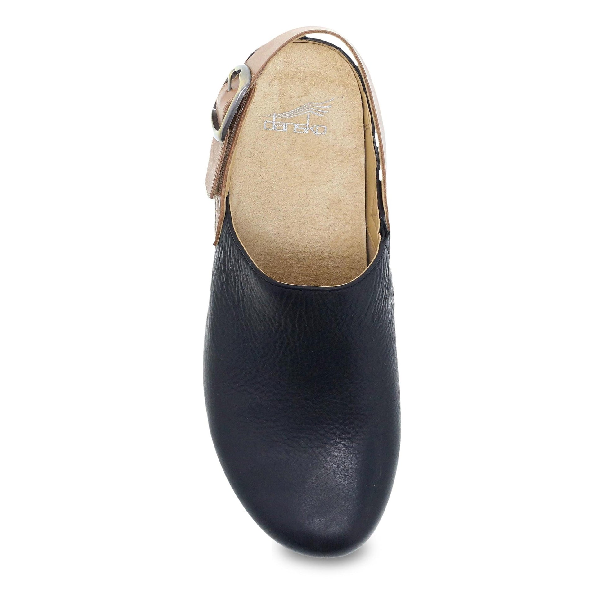 Dansko Merrin - Women's Arch Support Clog - Black Waxy Milled Top View