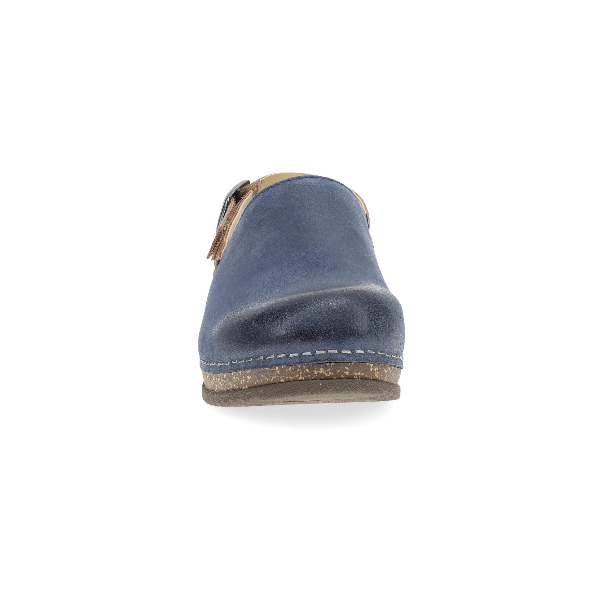 Dansko Merrin - Women's Arch Support Clog - Blue Burnished Suede Front View