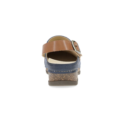 Dansko Merrin - Women's Arch Support Clog - Blue Burnished Suede Heel View