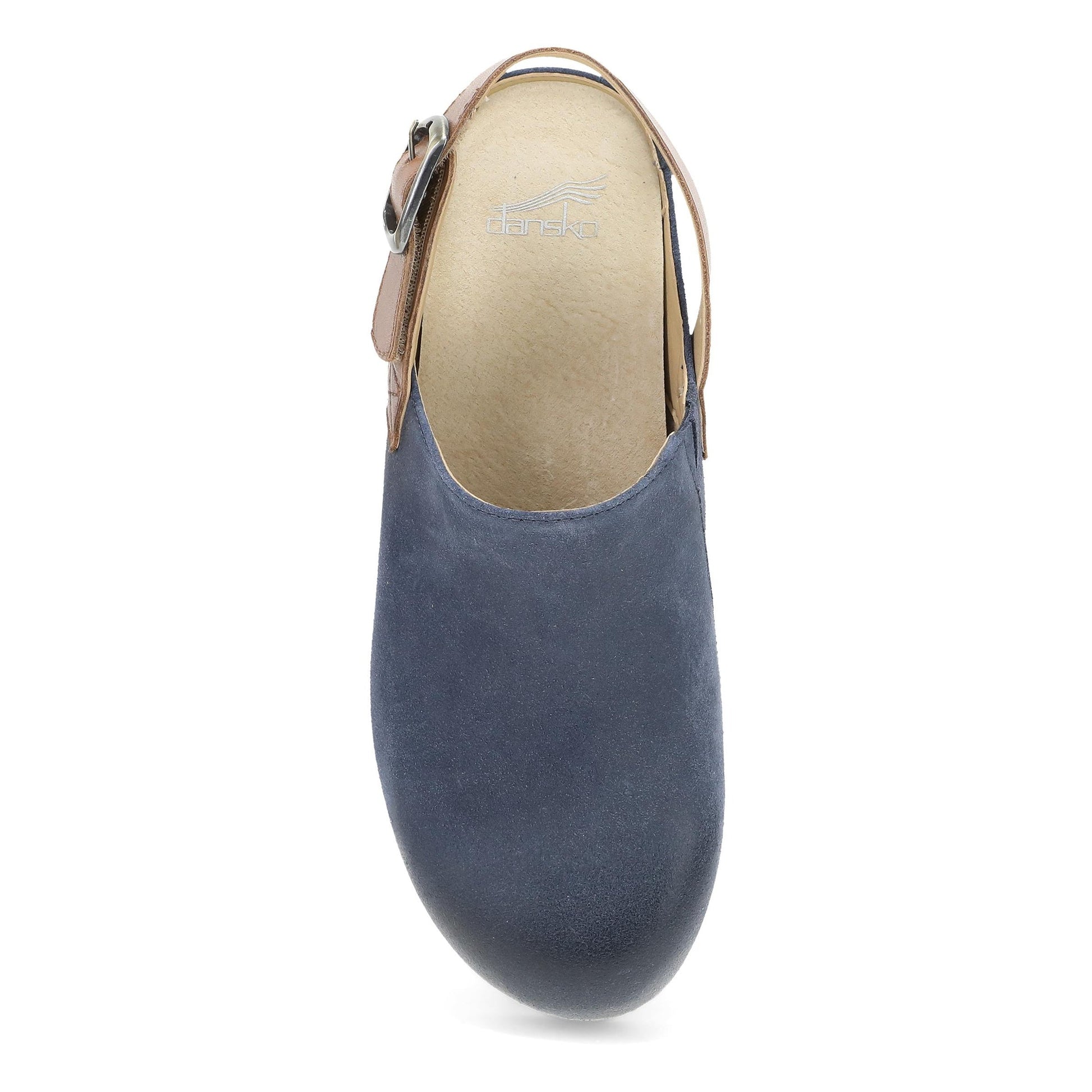 Dansko Merrin - Women's Arch Support Clog - Blue Burnished Suede Top View
