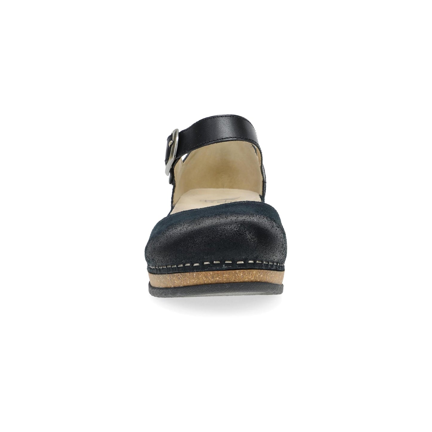 Dansko Mae - Women's Arch Support Clog - Black Burnished Suede Front View