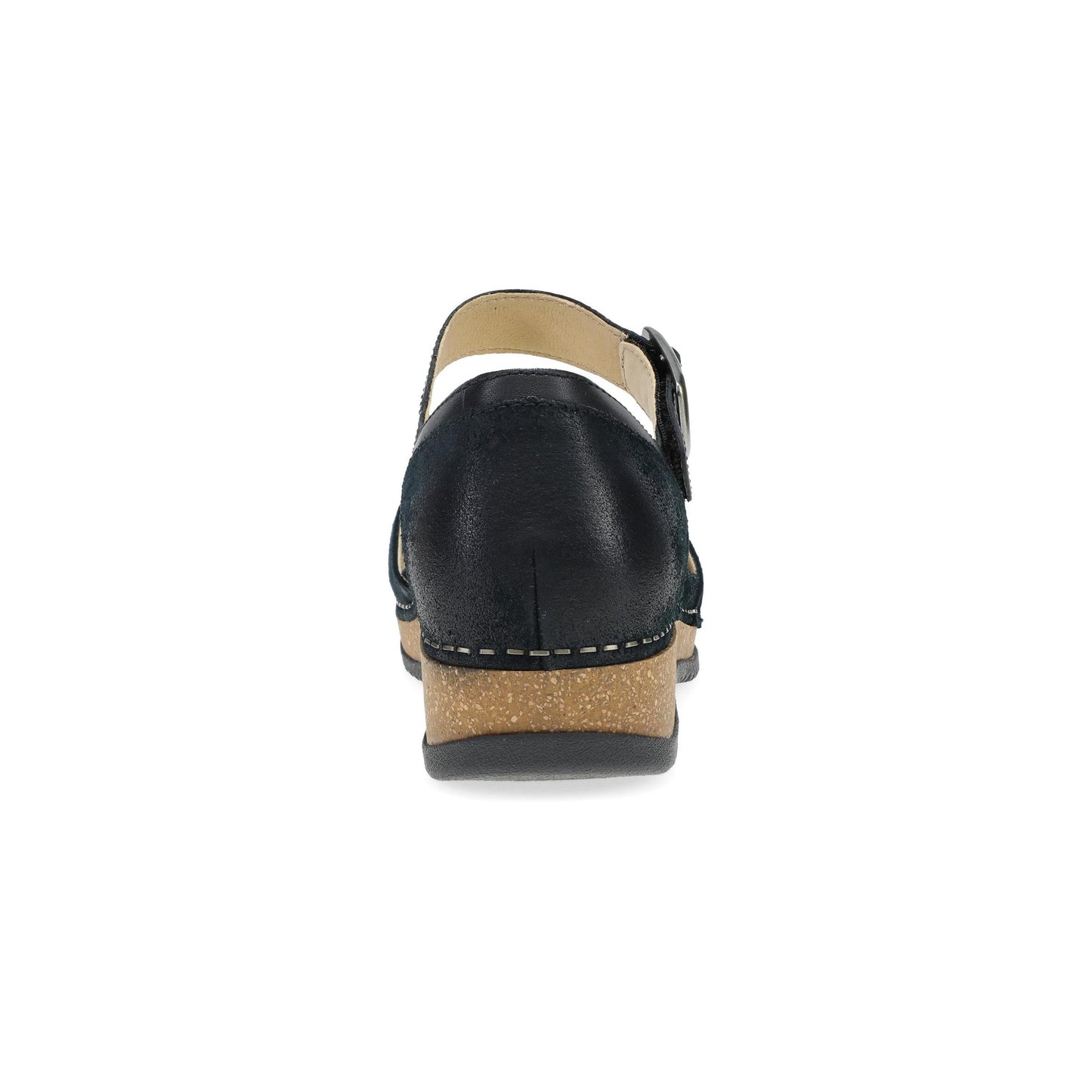 Dansko Mae - Women's Arch Support Clog - Black Burnished Suede Heel View
