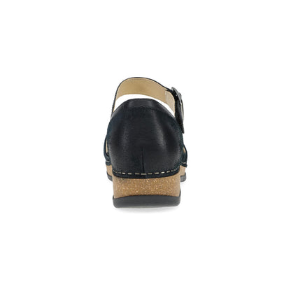 Dansko Mae - Women's Arch Support Clog - Black Burnished Suede Heel View