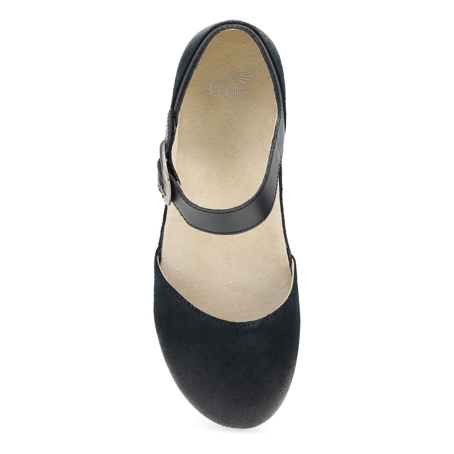 Dansko Mae - Women's Arch Support Clog - Black Burnished Suede Top View