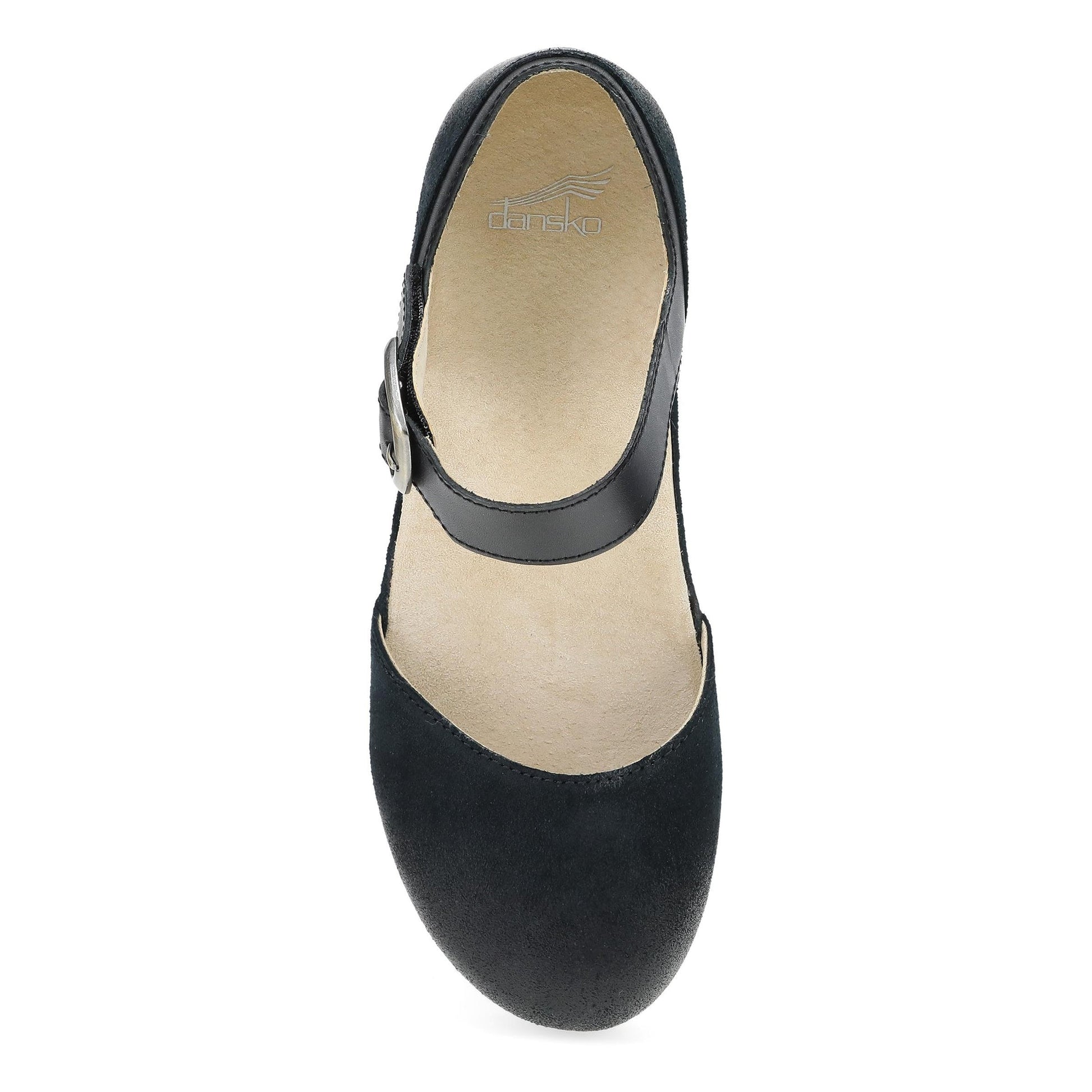 Dansko Mae - Women's Arch Support Clog - Black Burnished Suede Top View