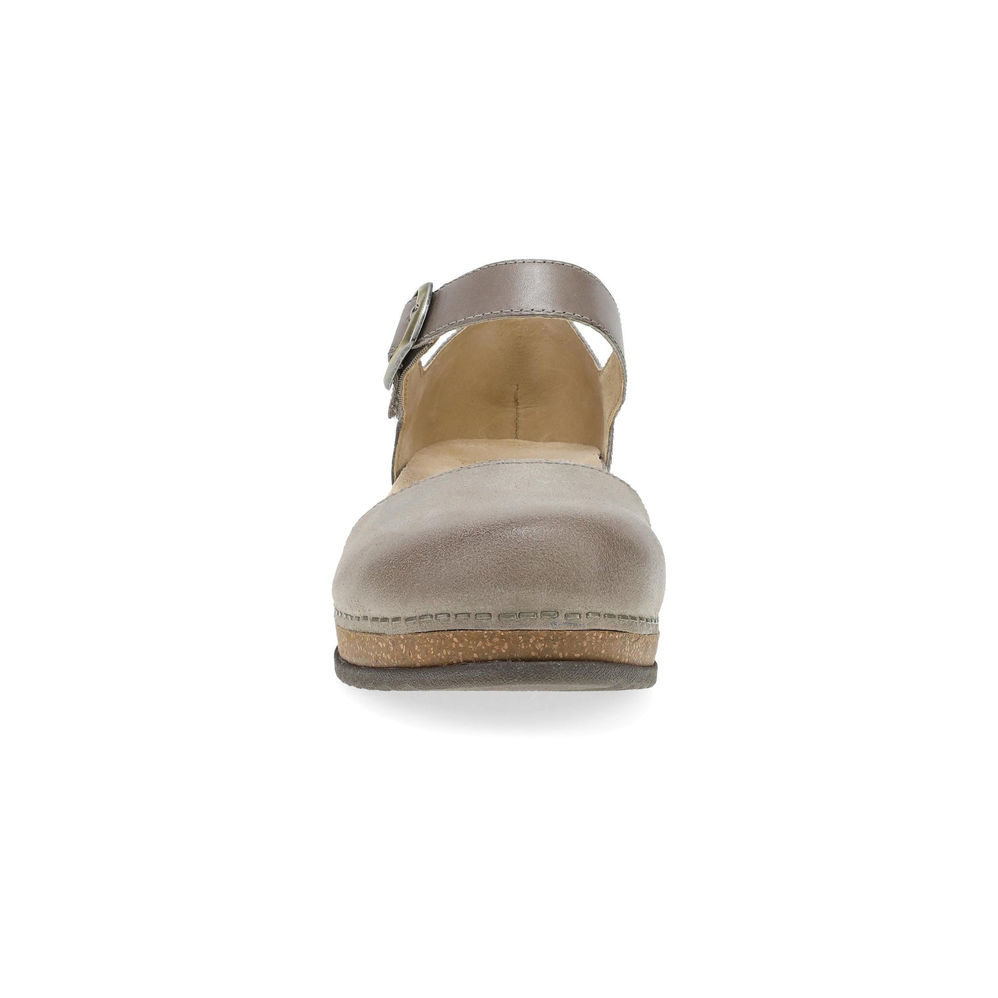 Dansko Mae - Women's Arch Support Clog - Taupe Suede Front View