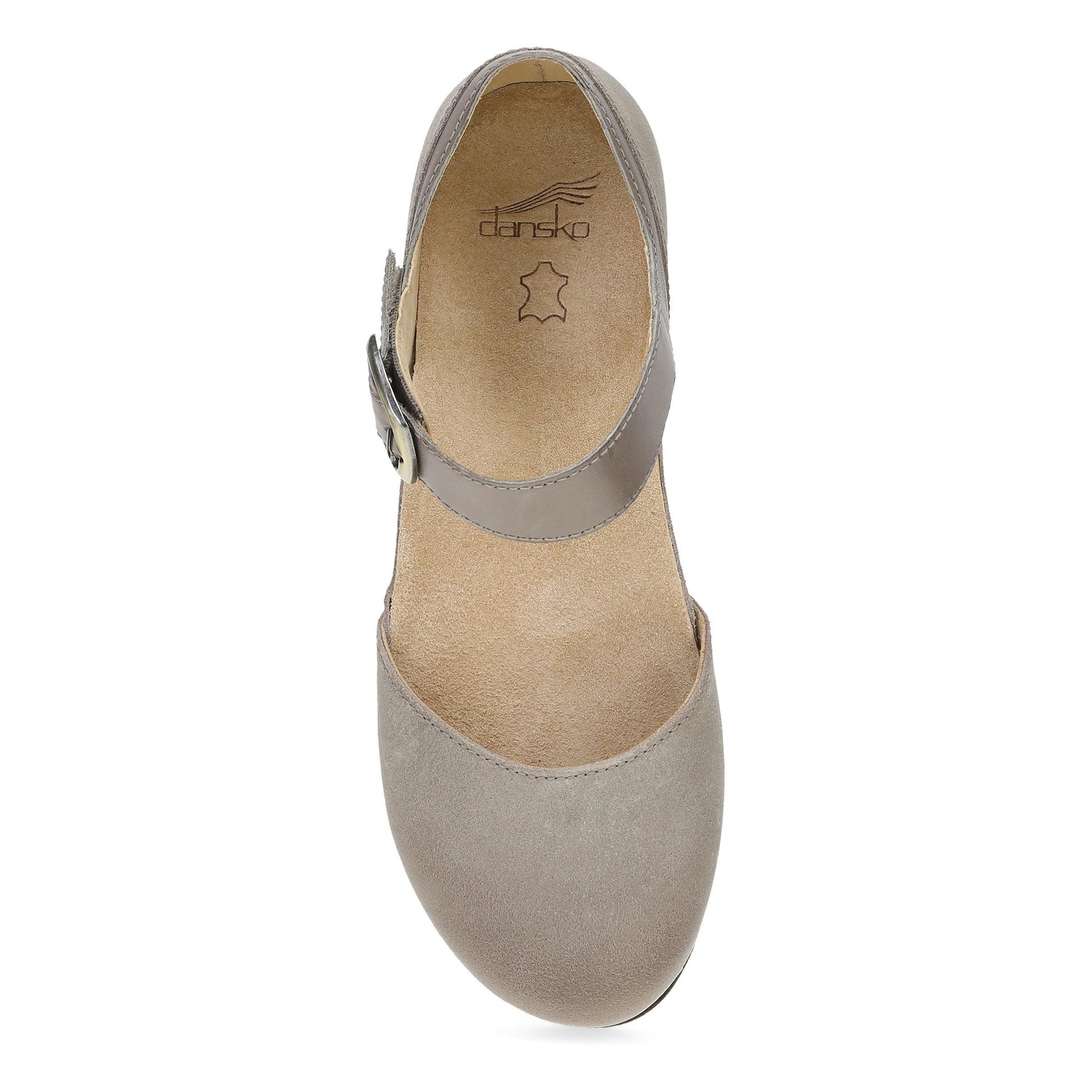 Dansko Mae - Women's Arch Support Clog - Taupe Suede Top View