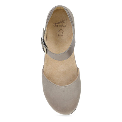 Dansko Mae - Women's Arch Support Clog - Taupe Suede Top View