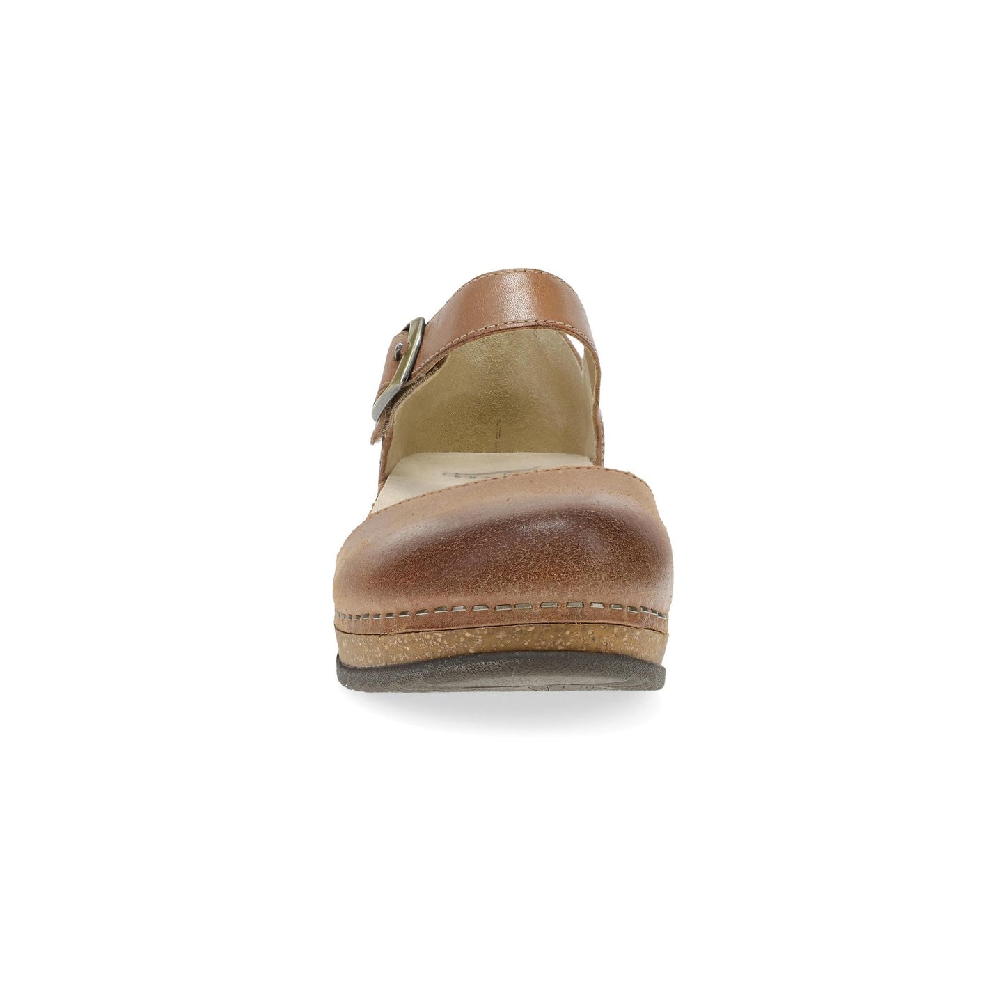 Dansko Mae - Women's Arch Support Clog - Tan Burnished Suede Front View