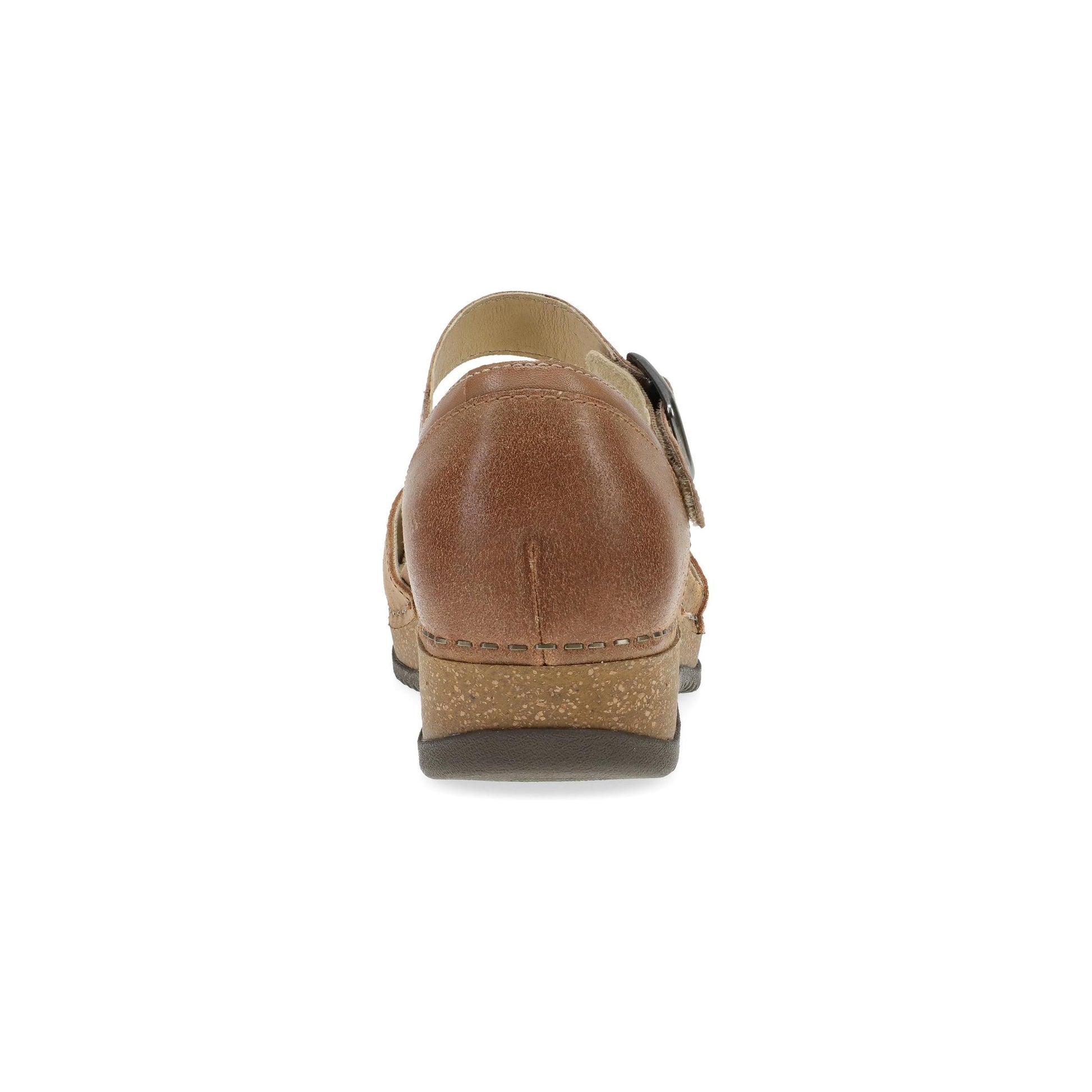 Dansko Mae - Women's Arch Support Clog - Tan Burnished Suede Heel View