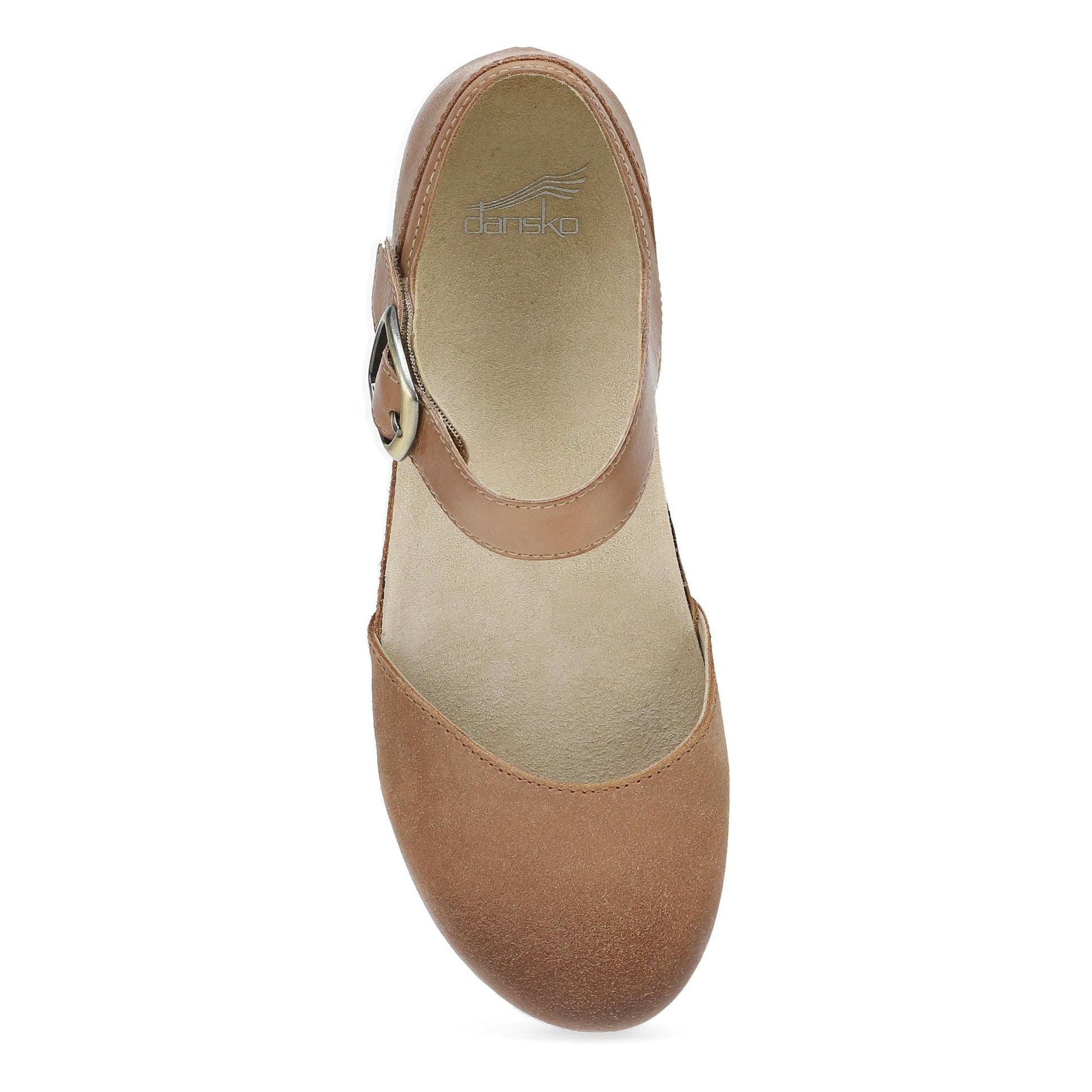 Dansko Mae - Women's Arch Support Clog - Tan Burnished Suede Top View