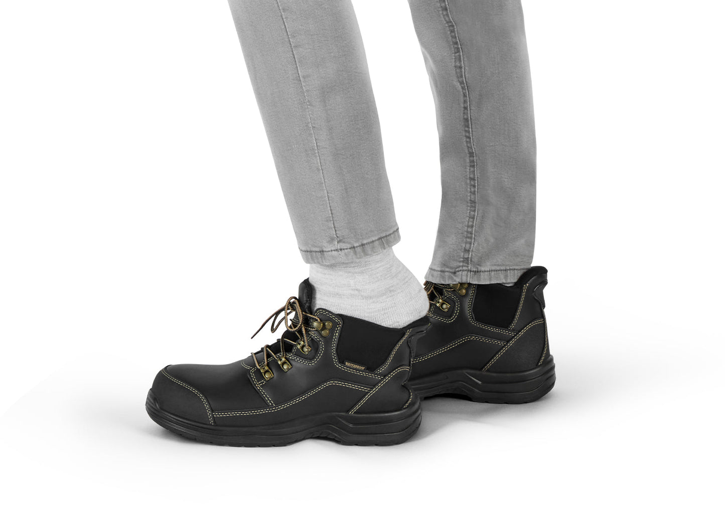 Orthofeet Graphite Hands-Free Work Boots Black - lifestyle