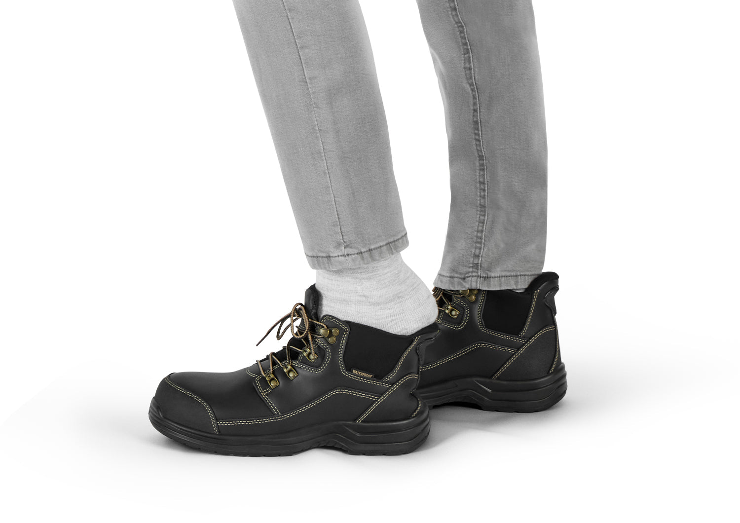 Orthofeet Graphite Hands-Free Work Boots Black - lifestyle