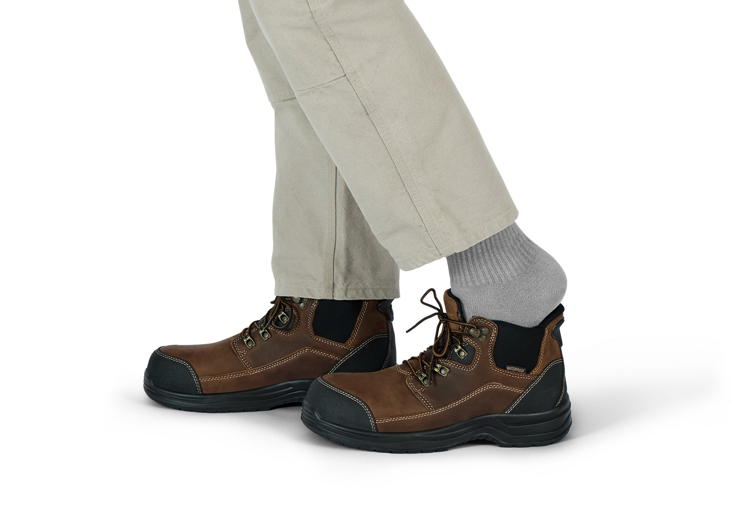 Orthofeet Graphite Hands-Free Work Boots Brown - lifestyle