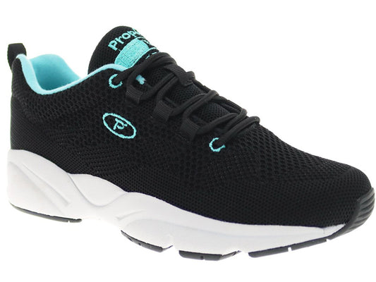 Propet Stability Fly - Women's Athletic Shoe Black/Aqua (WAA072MBLA)