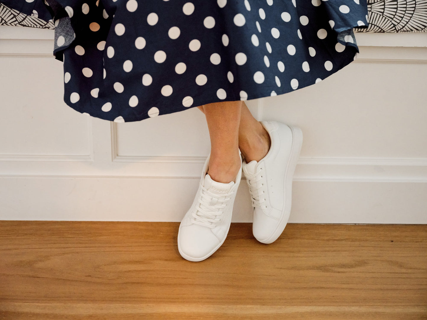 WCV002P Charlie WHT Lifestyle Bench Polkadot Dress