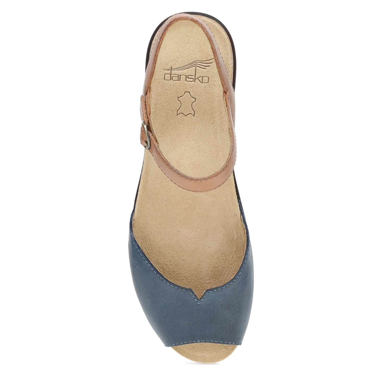 Dansko Cass - Women's Contoured Footbed Sandal - Blue/Tan Top View