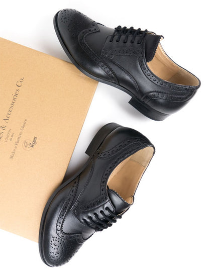 Will's Vegan City Wingtip Brogue Oxfords Black