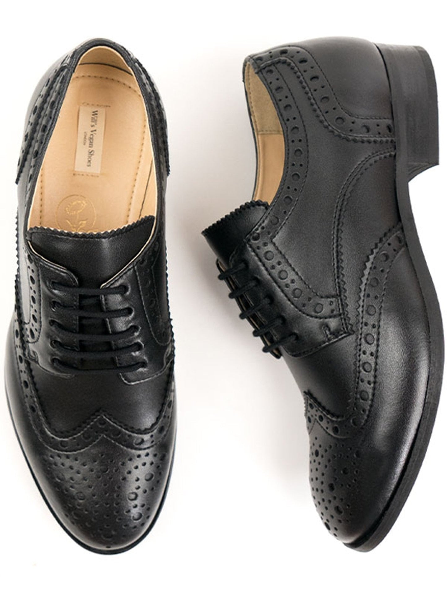 Will's Vegan City Wingtip Brogue Oxfords Black